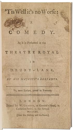 Immagine del venditore per Tis Well it's no Worse: A Comedy. As it is Performed at the Theatre Royal in Drury-Lane, by His Majesty's Servants venduto da Between the Covers-Rare Books, Inc. ABAA