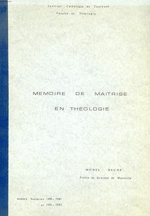 Seller image for MEMOIRE DE MAITRISE EN THEOLOGIE for sale by Le-Livre