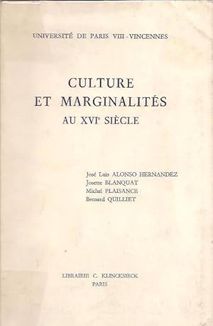 Image du vendeur pour Culture et marginalits au XVIe sicle, mis en vente par L'Odeur du Book