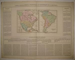 Image du vendeur pour Carte Geographique, Statistique et Historique de l'Amerique mis en vente par Argosy Book Store, ABAA, ILAB