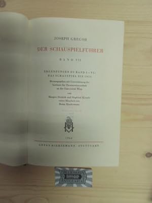 Imagen del vendedor de Der Schauspielfhrer. Band VII [7]. Das Schauspiel der Gegenwart bis 1956. a la venta por Druckwaren Antiquariat