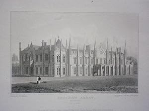 Original Antique Engraving Illustrating a View of Shelton Abbey in Wicklow, Ireland By J.P. Neale...