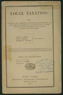 Bild des Verkufers fr Local Taxation: Being A Report Of The Commission Appointed By the Governor Of New York, Under The Authority Of The Legislature, to Revise The Laws For The Assessment And Collection Of State And Local Taxes zum Verkauf von Kaaterskill Books, ABAA/ILAB