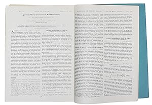 Seller image for Question of Parity Conservation in Weak Interactions. - [FOUNDATIONAL THEORY OF THE UNIVERSAL FORCES OF NATURE] for sale by Lynge & Sn ILAB-ABF