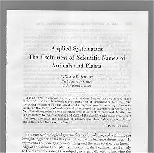 Seller image for Applied Systematics: The Usefulness Of Scientific Names Of Animals And Plants for sale by Legacy Books II
