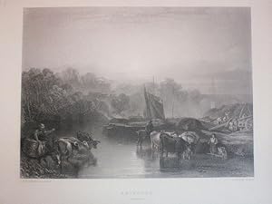 Original Antique Engraving Illustrating Abingdon in Berkshire By J.Turner. Published By Virtue & Co