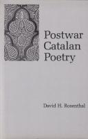 Image du vendeur pour Postwar Catalan Poetry. mis en vente par Paul Brown