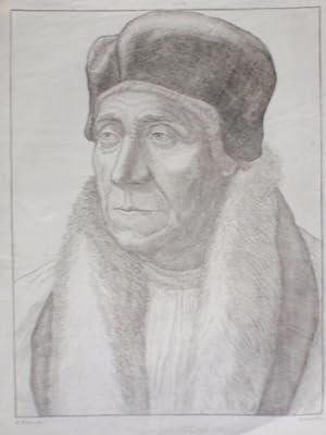 An Original Antique Etching from Hans Holbein's Court of Henry VIII Illustrating the Arch Bishop ...