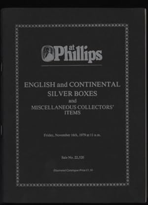 Phillips Auction Catalogue: English & Continental Silver Boxes and Miscellaneous Collector's item...