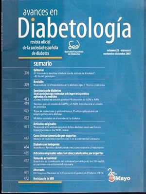 Imagen del vendedor de Avances en Diabetologa. a la venta por SOSTIENE PEREIRA