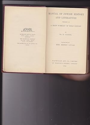 Seller image for Manual of Jewish History and Literature, Preceded by A Brief Summary of Bible History for sale by Meir Turner