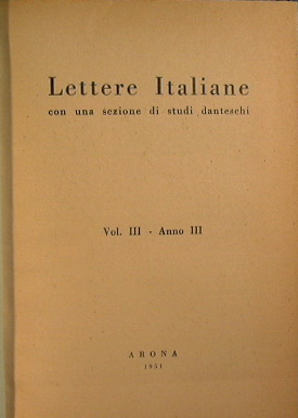 Lettere Italiane con una sezione di studi danteschi