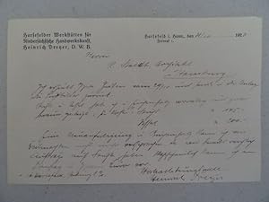 Eh. Brief mit eigenhändiger Unterschrift von Heinrich Dreyer an Herrn R. Staldt (?), Architekt Ha...