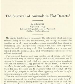 Imagen del vendedor de The Survival Of Animals In Hot Deserts a la venta por Legacy Books II
