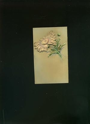 Ornamental verzierte Celluloidplatte. Tiefgezogen. Blumen aus Stoff bzw Seide - original präparie...
