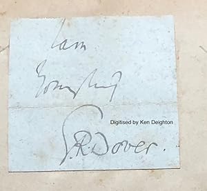 Seller image for I Am Yours Truly G R Dover [ SIGNATURE IN BLUE INK ON BLUE PAPER CUT FROM LETTER ] for sale by Deightons