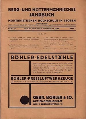 Bild des Verk�ufers f�r Berg- und H�ttenm�nnisches Jahrbuch der montanistischen Hochschule in Leoben. 76. Jahrgang 1928, Heft 1-4. zum Verkauf von Antiquariat Carl Wegner