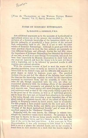 Bild des Verkufers fr Notes on economic entomology. From the 'Transactions of the Watford Natural History Society', Vol II, Part 2, December 1878. zum Verkauf von Antiquariat Carl Wegner