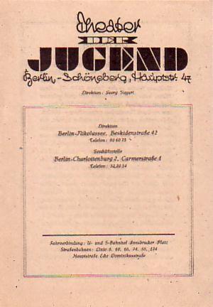 Seller image for Programmheft Theater der Jugend Berlin-Sch�neberg. 1948. for sale by Antiquariat Carl Wegner