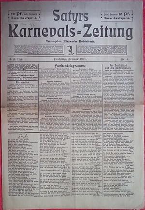 Immagine del venditore per Satyrs Karnevals - Zeitung 1910. Jahrgang 4, Nr. 4. venduto da Antiquariat Carl Wegner