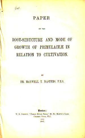 Immagine del venditore per Paper on the Root-structure and mode of growth of Primulaceae in relation to cultivation. venduto da Antiquariat Carl Wegner