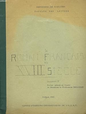 Seller image for LE ROMAN FRANCAIS AU XVIIIe SIECLE. FASCICULE II. for sale by Le-Livre