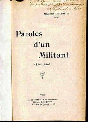 Paroles d'un militant. 1869-1909