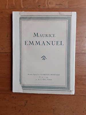 Seller image for Numro spcial de la Revue Musicale consacr  Maurice Emmanuel. for sale by Librairie Sainte-Marie