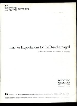 Seller image for Scientific American: Teacher Expectations for the Disadvantaged for sale by Little Stour Books PBFA Member