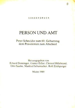 Bild des Verkufers fr Der Nibelunge not und Gtterdmmerung. Sonderdruck: Person und Amt. Peter Schneider zum 60. Geburtstag - dem Prsidenten zum Abschied. Mainz 1980. zum Verkauf von Antiquariat Carl Wegner