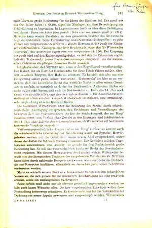 Immagine del venditore per Buchbesprechung zu: Karin Schneider, Der 'Trojanische Krieg' im spten Mittelalter. Deutsche Trojaromane des 15. Jahrhunderts. (Philologische Studien und Quellen, Heft 10). Berlin, Erich Schmidt Verlag 1968. Aus: A.F.D.A. 81, 4. venduto da Antiquariat Carl Wegner