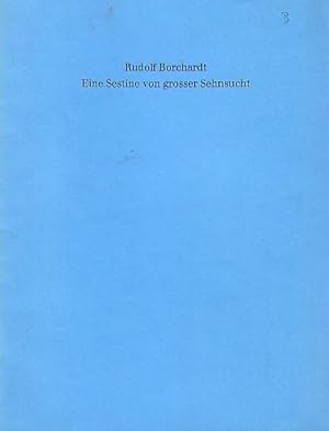 Bild des Verkufers fr Eine Sestine von grosser Sehnsucht. Fasksimiledruck Nr. 21 des Schiller-Nationalmuseum Marbach am Neckar 1977. zum Verkauf von Antiquariat Carl Wegner