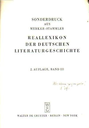 Bild des Verkufers fr rede (mhd.) Sonderdruck aus Merker-Stammler - Reallexikon der deutschen Literaturgeschichte, 2. Auflage, Band III. zum Verkauf von Antiquariat Carl Wegner