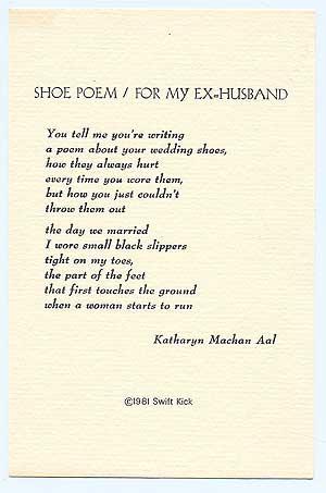 Bild des Verkufers fr Shoe Poem / For My Ex-Husband zum Verkauf von Between the Covers-Rare Books, Inc. ABAA
