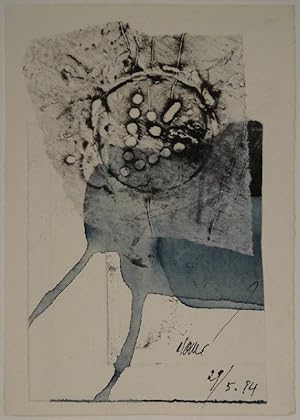 Ohne Titel. Mischtechnik. Collage, Aquarell, Frottage. 1994. Unten rechts innerhalb der Darstellu...