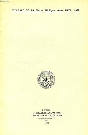Seller image for EXTRAIT DE LA REVUE BIBLIQUE, TOME LXIX, 1962, LA RECITATION DE LA LOI CHEZ LES SAMARITAINS D'APRES Z. BEN-HAYYIM for sale by Le-Livre