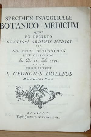 Specimen inaugurale botanico-medicum / quod . pro gradu doctoris rite obtinendo ad d. 11. Iul. 17...