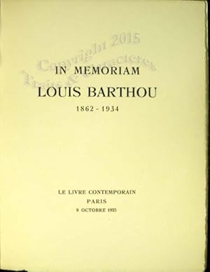 in memoriam Louis Barthou 1862-1934.
