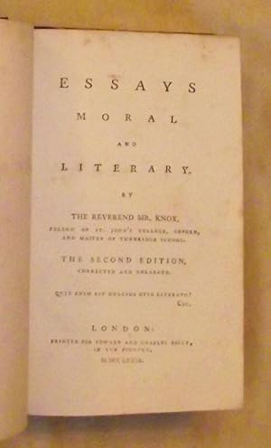 Imagen del vendedor de ESSAYS MORAL AND LITERARY (Second Edition - Corrected and Enlarged). a la venta por Portman Rare Books