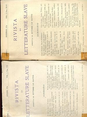 RIVISTA DI LETTERATURE SLAVE diretta da Ettore Lo Gatto (anno primo 1926 completo), Roma, Anonima...