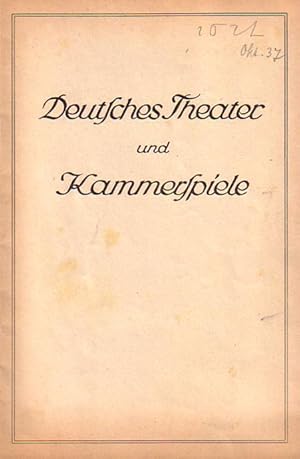 Image du vendeur pour Bltter des deutschen Theaters und der Kammerspiele. Direktion Heinz Hilpert. Spielzeit 1937 / 1938. Heft 3 mis en vente par Antiquariat Carl Wegner