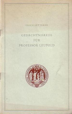 Seller image for Gedchtnisrede fr Professor Leupold. (= Klner Universittsreden 28). for sale by Antiquariat Carl Wegner