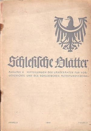 Bild des Verk�ufers f�r Schlesische Bl�tter. Altschlesische Bl�tter - Mitteilungen des Landesamtes f�r Vorgeschichte und des schlesischen Altertumsvereins. Vereins f�r Geschichte Schlesiens. Jahrgang 3, Folge 2, 1941. Im Inhalt Beitr�ge Friedrich Hufnagel, Joseph Skutik, H. Euler, Hans Seger, Wilhelm Hoffmann, Fritz Geschwendt u.a. zum Verkauf von Antiquariat Carl Wegner