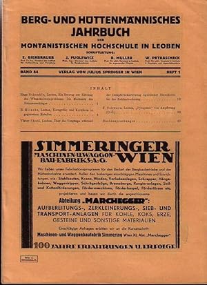 Berg- und Hüttenmännisches Jahrbuch der montanistischen Hochschule in Leoben. 84. Jahrgang 1936, ...