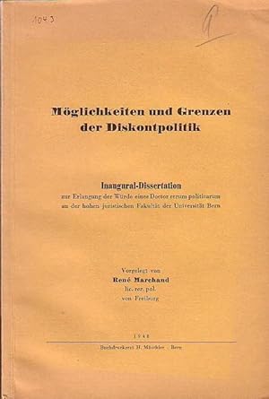 Bild des Verkufers fr Mglichkeiten und Grenzen der Diskontpolitik. Dissertation an der Universitt Bern, 1948. zum Verkauf von Antiquariat Carl Wegner