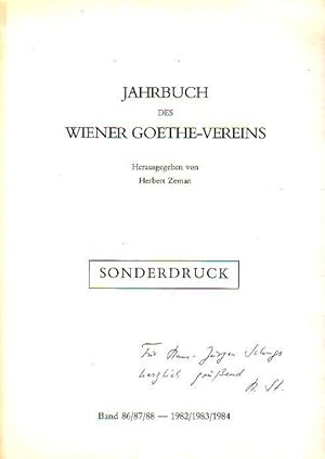 Immagine del venditore per Kein Monopol Goethes': Faust in �sterreich - Nikolaus Lenau und andere. Sonderdruck aus: Jahrbuch des Wiener Goethe-Vereins Band 86-88, 1982-1984. venduto da Antiquariat Carl Wegner