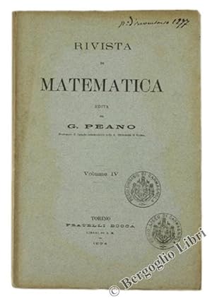 RIVISTA DI MATEMATICA. Volume IV.: