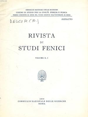 Bild des Verkufers fr RIVISTA DI STUDI FENICI, VOL. II, 1, 1974, ESTRATTO, LE HEROS GAMOS D'ASTARTE zum Verkauf von Le-Livre