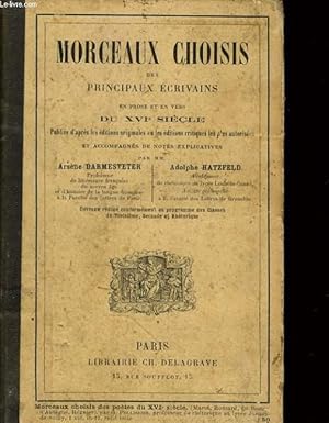 Seller image for MORCEAUX CHOISIS DES PRINCIPAUX ECRIVAINS en prose et en vers du XVIe sicle for sale by Le-Livre