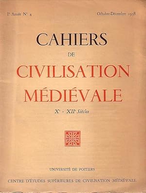 Bild des Verkufers fr Xe-XIIe siecles. Revue trimestrielle. Ire Annee No. 4. zum Verkauf von Antiquariat Carl Wegner